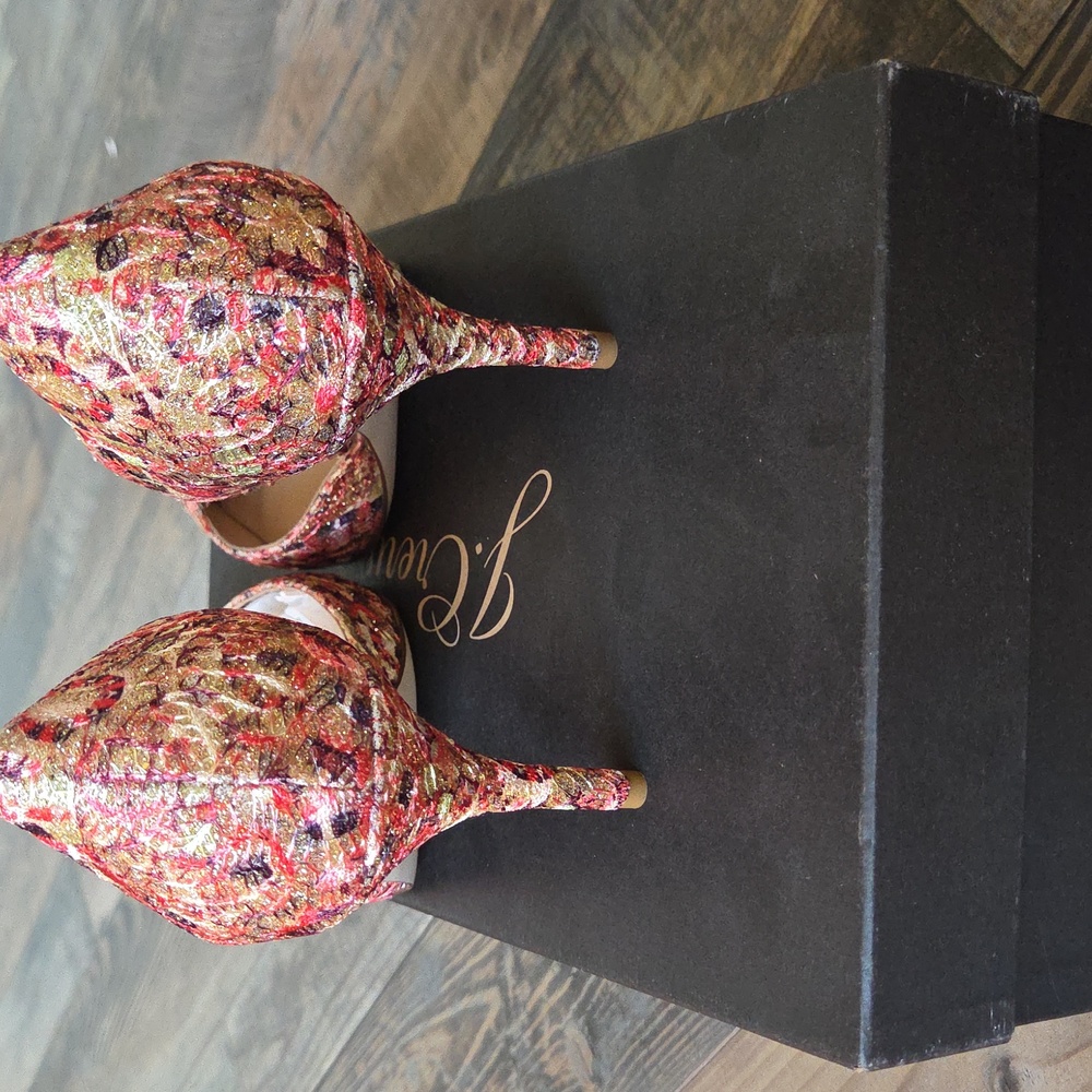 J. Crew Colette Glitter Pump Heels with Pink And Gold Pattern - Picture 4 of 8